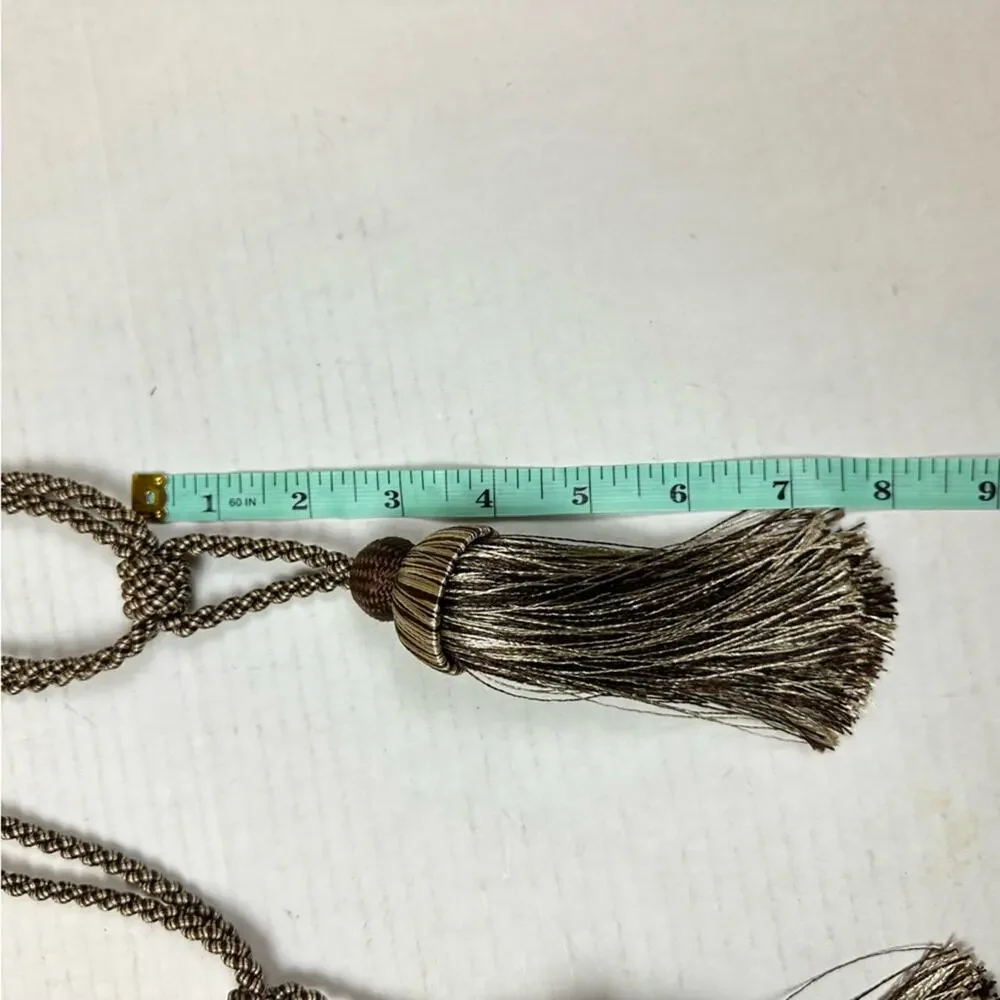 2 Pack Elegant Brown and Gold Tassel Small Curtain Tie Backs Rope